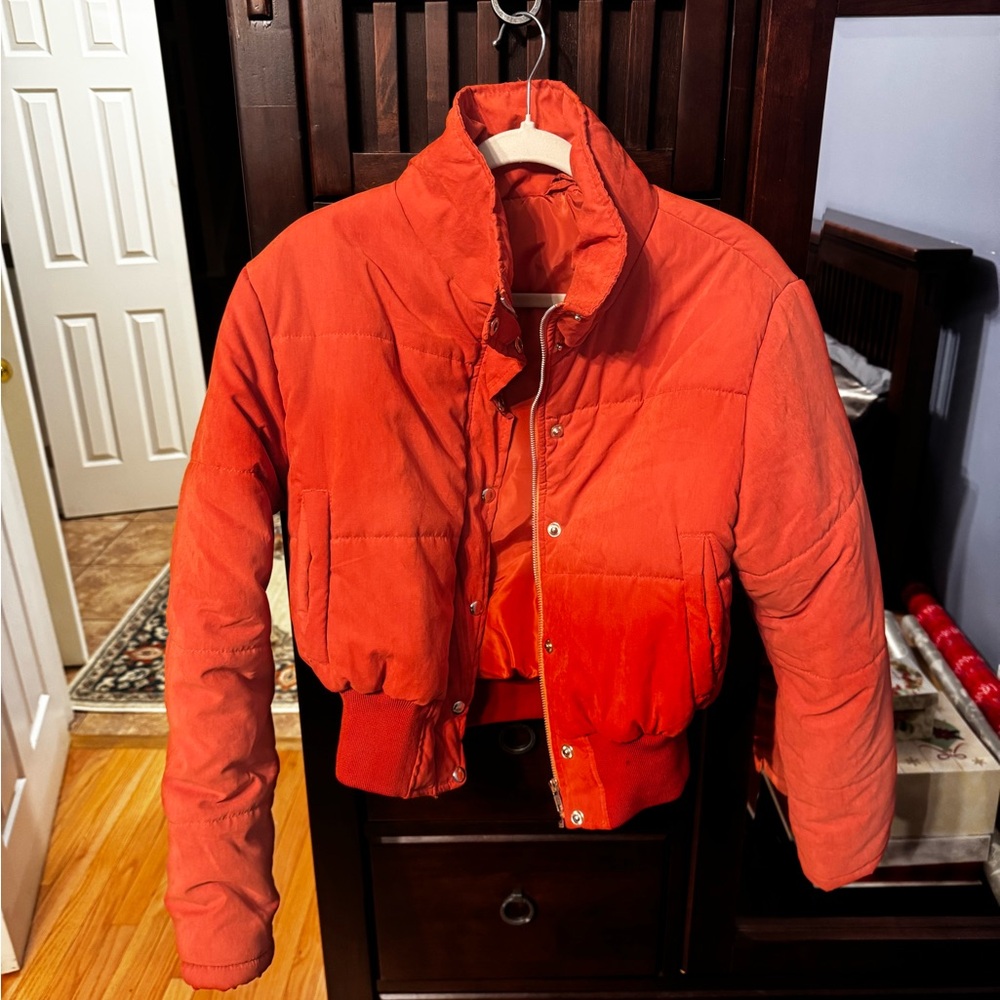 Women's Orange Puffer Jacket